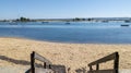 Path stairs walk along the coast basin of arcachon access beach pathway sea wooden in france Royalty Free Stock Photo