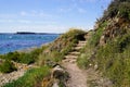 Path stairs walk along the coast brittany atlantic access beach pathway sea vannes in france Royalty Free Stock Photo