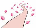 Path strewn with rose petals.