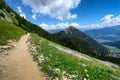 Path through summer mountain landscape in Austrian Alps, Tirol, near Achensee
