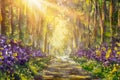 Path sunny footpath road in sunlight park alley forest Royalty Free Stock Photo