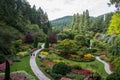 Path through sunken gardens, Butchart Gardens, Victoria, Canada Royalty Free Stock Photo