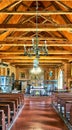 Path to the altar in an old seafarers church in Poland on the Baltic Sea Royalty Free Stock Photo