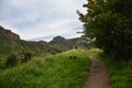 Path to Arthur`s Seat through the Hollyrood park near Edinburgh, Royalty Free Stock Photo