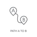 Path A to B linear icon. Modern outline Path A to B logo concept Royalty Free Stock Photo