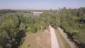 Path to the beach of Miribel park lake, Lyon, France