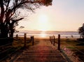 Path to the beach during sunset Royalty Free Stock Photo