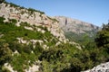 The path to cuile Sas Traes, in background Monte Tiscali and Monte UddÃ¨ Royalty Free Stock Photo