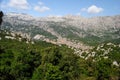 The path to cuile Sas Traes, in background the Supramonte of Oliena Royalty Free Stock Photo