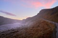 Path to Gullfoss waterfall Iceland landscape travel outdoor beautiful sunset Royalty Free Stock Photo