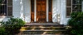 Path to Minimalist Serenity: Welcoming Doorway Amid Nature. Concept Nature, Tranquility, Royalty Free Stock Photo