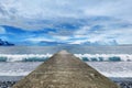 Path to nice sea beach in sunset sunshine with beautiful sky Royalty Free Stock Photo