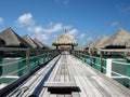 Path to over water bungalows Bora Bora summer vacation