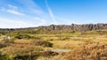 path to rocks in rift valley in Thingvellir