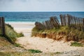 Path to sand beach with beachgrass. Way to the wide sandy beaches of the Atlantic. Royalty Free Stock Photo