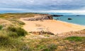 Path to sand beach with beachgrass. Way to the wide sandy beaches of the Atlantic. Royalty Free Stock Photo