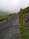 Path to the view point of Musafoos in GÃ¡sadalur, VÃ¡gar, Faroe Islands Royalty Free Stock Photo