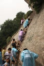 Path with tourists at Hua Shang Mountain in China