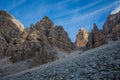 Path toward Fontananegra pass in a wonderful rocky scenario