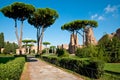 Path and trees from Caracalla springs at Rome Royalty Free Stock Photo