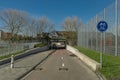 Path under railway bridge in sunny day Bergen op Zoom Netherlands 03 04 2024