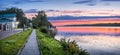 A path on the Volga embankment in Plyos Royalty Free Stock Photo