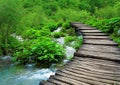 Path and waterfall in Plitvice Park Royalty Free Stock Photo