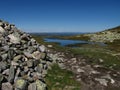 Path on the way to Gaustatoppen, the highest mountain in Telemark, Norway