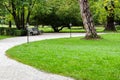 A path of white gravel in the park Royalty Free Stock Photo