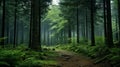 Enchanting Green Forest Path In Atmospheric 8k Resolution
