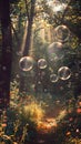 A path in the woods with bubbles floating in the sun Royalty Free Stock Photo