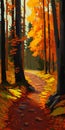 Capturing the Beauty of Fall: A Warm Palette of Large Strokes in Path Woods