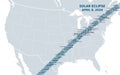 Great American Total Solar Eclipse of April 8, 2024. map with path of totality Royalty Free Stock Photo