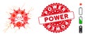 Pathogen Collage Toxic Power Icon with Textured Round Power Seal