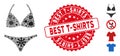 Pathogen Mosaic Bikini Icon with Distress Round Best T-Shirts Seal