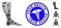 Pathogen Mosaic Deep Vein Thrombosis Icon with Caduceus Distress Your Health Stamp