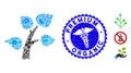Pathogen Mosaic Flora Plant Icon with Medic Distress Premium Organic Seal