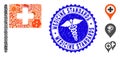 Fever Collage Hospital Flag Icon with Health Care Grunge Medicine Standards Stamp