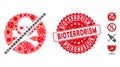 Pathogen Mosaic No Toxins Icon with Scratched Round Bioterrorism Seal Royalty Free Stock Photo