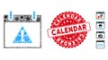 Pathogen Mosaic Warning Calendar Day Icon with Textured Round Calendar Stamp