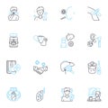 Pathogen treatment linear icons set. Antimicrobial, Sterilization, Disinfection, Antibacterial, Sanitization Royalty Free Stock Photo