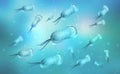Pathogenic bacteria, viruses and microscopic germs. 3D illustration of colony of microbes