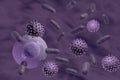 Pathogenic viruses and bacteria infecting cell. Scientific background. 3d illustration Royalty Free Stock Photo