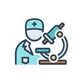 Color illustration icon for Pathologist, diagnosis and biochemist