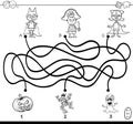 Paths maze with kids coloring book Royalty Free Stock Photo