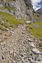 Paths and mountain trails from beautiful Oeschinensee, Kandersteg. Berner Oberland. Switzerland Royalty Free Stock Photo