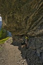 Paths and mountain trails from beautiful Oeschinensee, Kandersteg. Berner Oberland. Switzerland