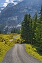 Paths and mountain trails from beautiful Oeschinensee, Kandersteg. Berner Oberland. Switzerland