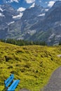 Paths and mountain trails from beautiful Oeschinensee, Kandersteg. Berner Oberland. Switzerland