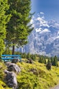 Paths and mountain trails from beautiful Oeschinensee, Kandersteg. Berner Oberland. Switzerland